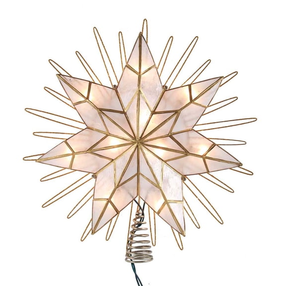 Kurt Adler 14-Inch 7-Point Natural Capiz Star Lighted Treetop