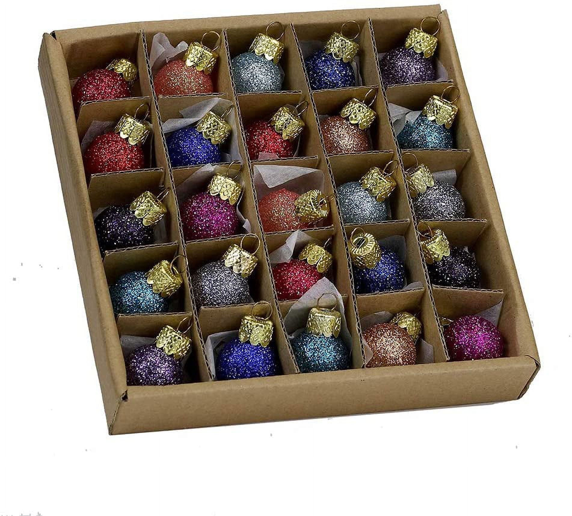 Miniature Multicolor Glitter Glass Ball Ornament Set