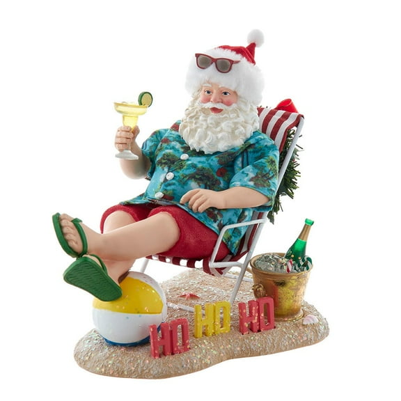 Kurt Adler 8.5-Inch Fabrich Santa Sitting on Beach Chair