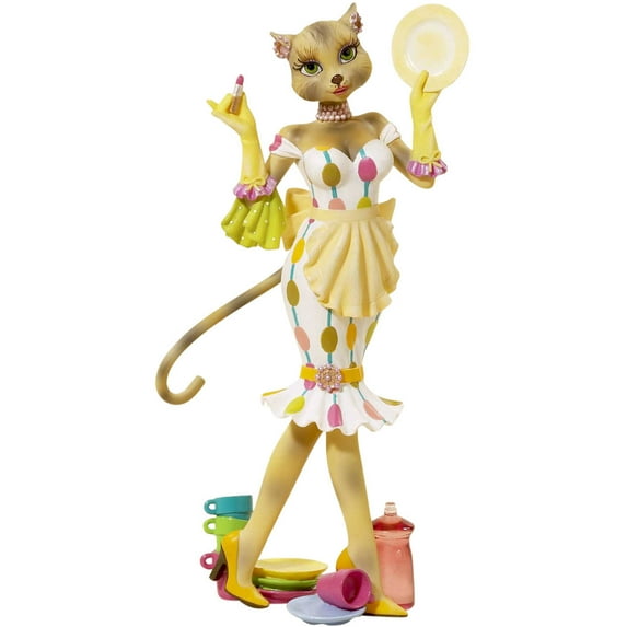 Kurt Adler 8" Alley Cats Resin Kitty Diva Fashion Plate Table Piece