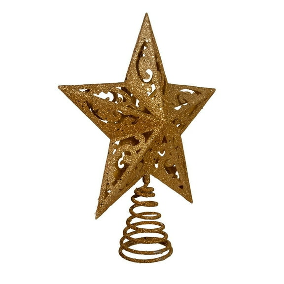 Kurt Adler 8-Inch Gold Glittered 5-Point Star Christmas Tree Topper