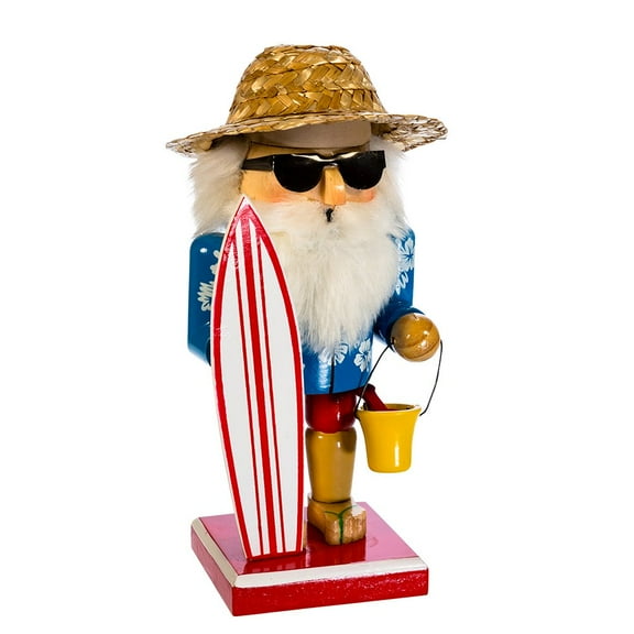 KSA 17" Blue and White Surfing Santa Christmas Nutcracker