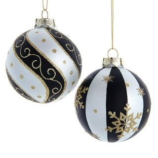 Set of 6: 4 Black & White Stripe Ornaments – MelizaInteriorsInc
