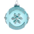 thumbnail image 1 of Kurt Adler 80MM Glass Teal Snowflake 6-Piece Ball Ornament Set, 1 of 4