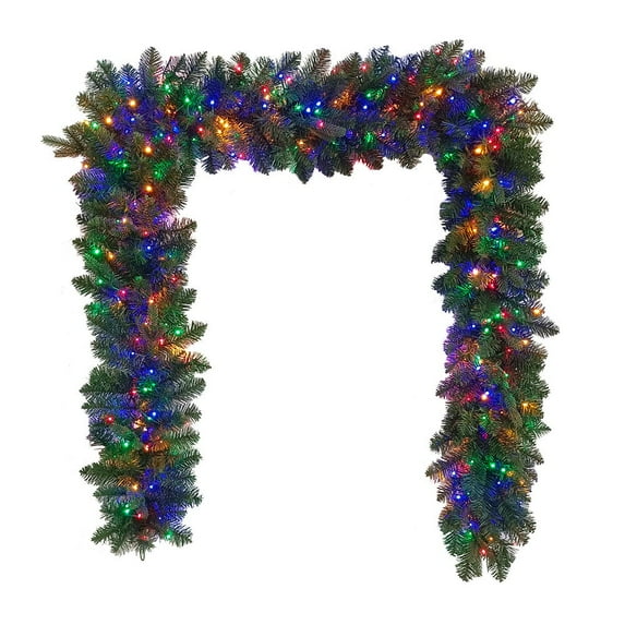 Kurt Adler 9-Foot Prelit Multicolored LED Noble Fir Garland