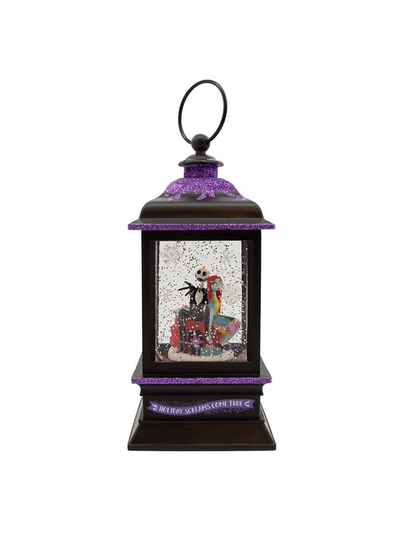 Kurt Adler 9-Inch Battery-Operated Nightmare Before Christmas Jack and Sally Spinning Musical Light-Up Lantern