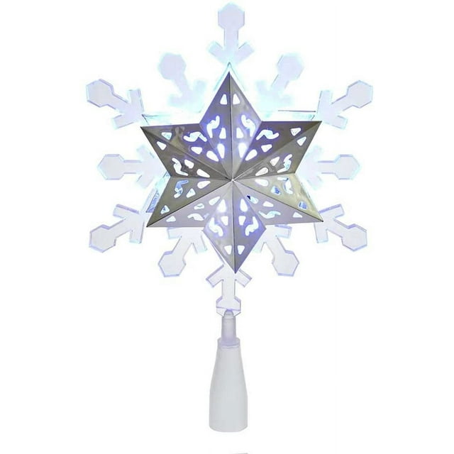 Kurt Adler 9-Inch Blue and White LED Rotating Snowflake Treetop