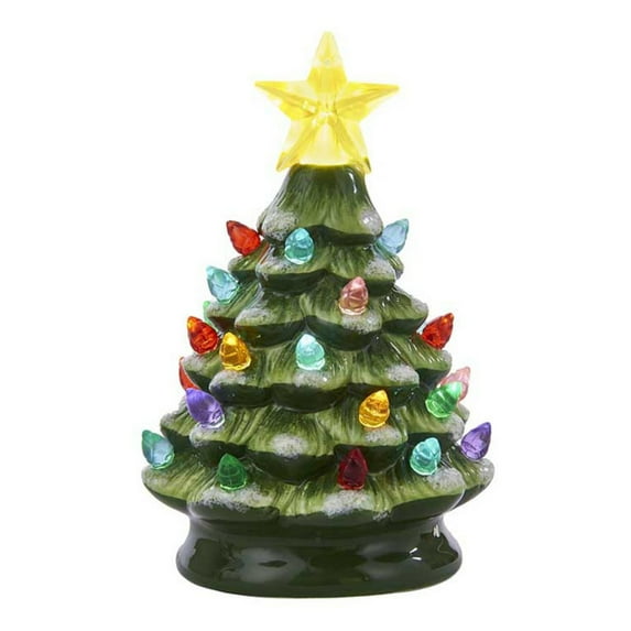 Kurt Adler Battery-Operated LED Ceramic Green Christmas Tree