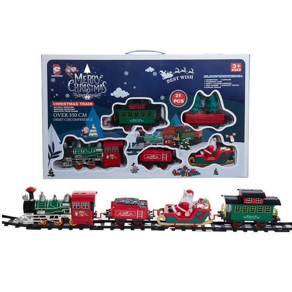 Kurt Adler Battery Operated Musical Train with Tree and Santa Table Piece