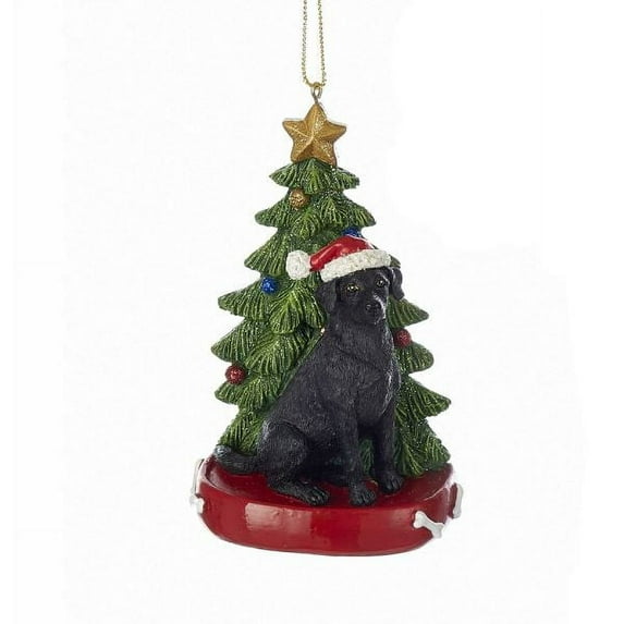Kurt Adler Black Labrador Retriever with Christmas Tree Ornament