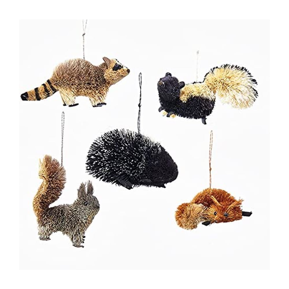 Rustic Buri Woodland Animal Christmas Ornaments Set