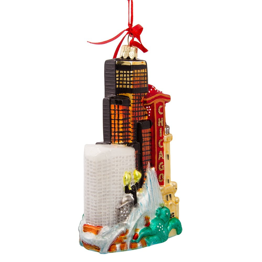Kurt Adler Chicago Glass Cityscape, Christmas Ornament
