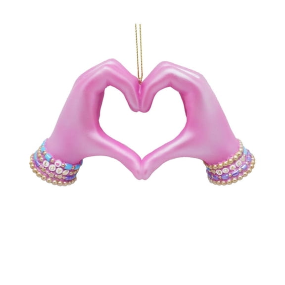 Kurt Adler Christmas Tree Ornament, Pink Electroplated Heart Hands, 5"