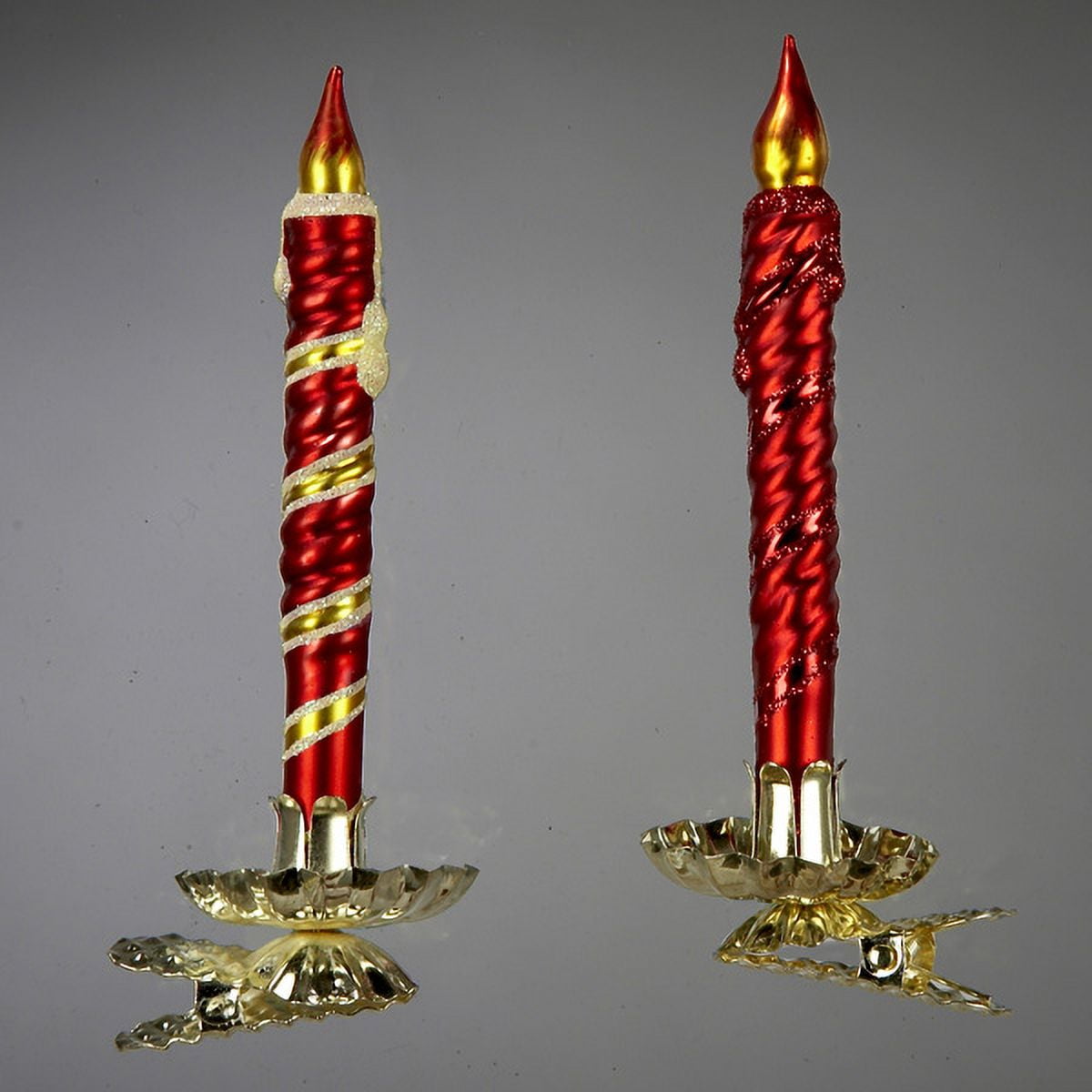 Kurt Adler ClipOn Glass Red Candle Ornament, 2 4Pc Boxes