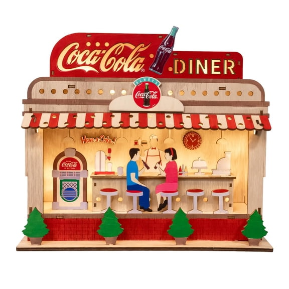 Kurt Adler 10.5-Inch Coca-Cola Battery Operated Light-Up Diner