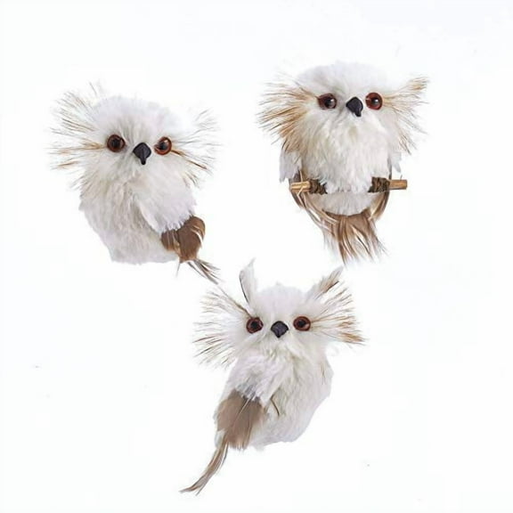 Kurt Adler - Cream Colored Owl Ornaments - Set of 3