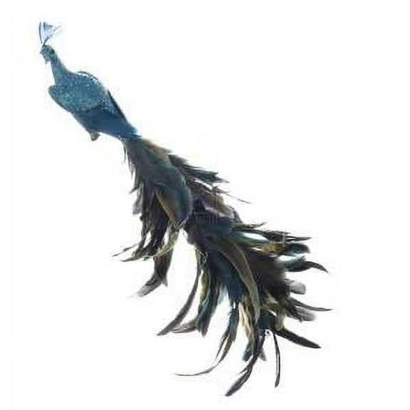 Kurt Adler Decorative Feather Peacock with Clip, 18” Long