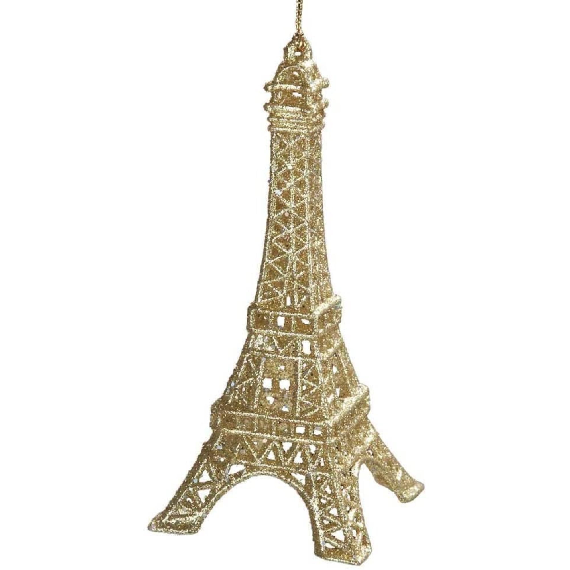 Kurt Adler Eiffel Tower Gold Glittered Acrylic Hanging Ornament, 5.75"