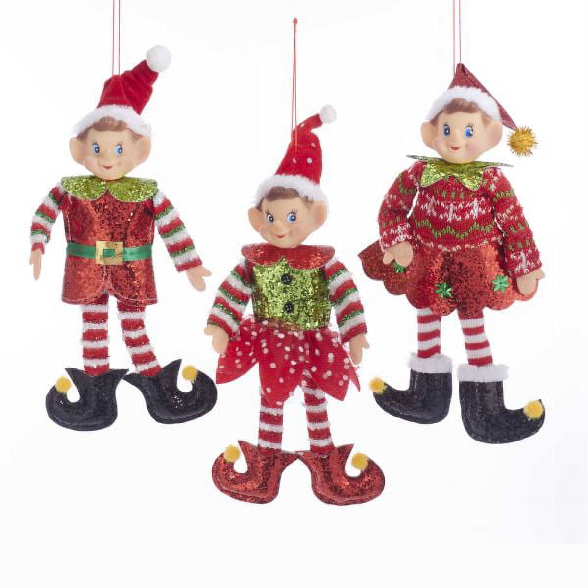 Kurt Adler Fabric Elf With Santa Hat 10.5