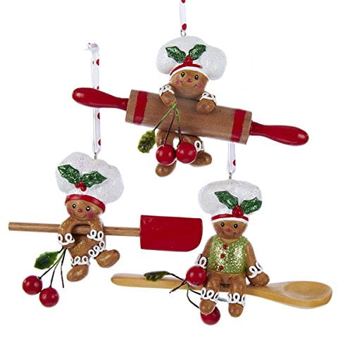 Kurt Adler Gingerbread Man Baking Tool Holiday Ornament Set (3 Pack)