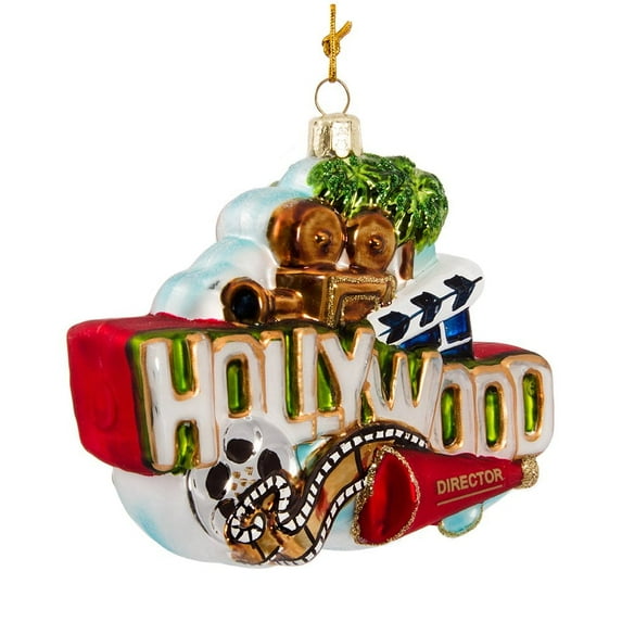 5" Hollywood Sign Glass Ornament by Kurt Adler – Holiday Tree Decoration