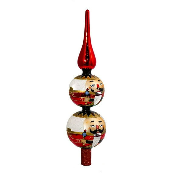Kurt Adler 13-Inch Glass Nutcracker Christmas Tree Topper Hand-Painted Holiday Dcor