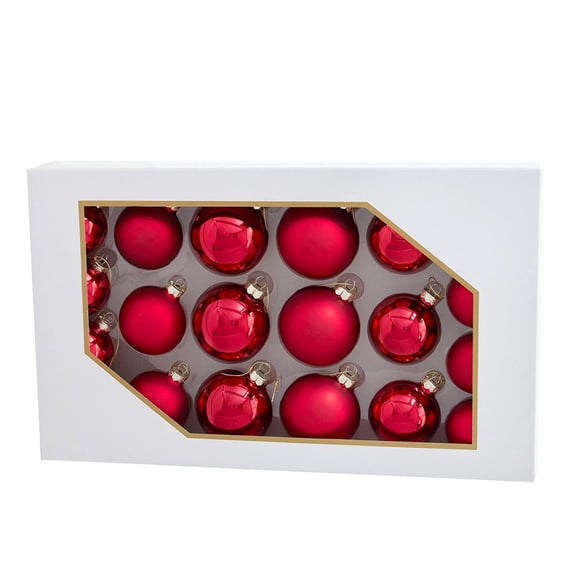 Kurt Adler Glass Shiny & Matte Red Mixed 60MM - 80MM Ball Ornaments, 20-Pcs