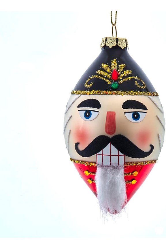 Glass White Beard Nutcracker Head Finial