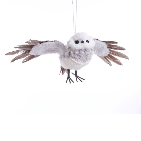 Kurt Adler Gray with White Fur Flying Owl Christmas Ornament