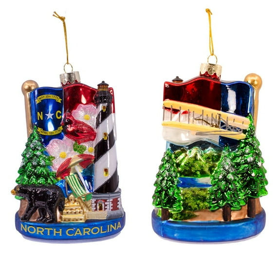 Kurt Adler Green and Blue North Carolina Christmas Ornament