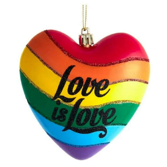Kurt Adler H7549 Pride Rainbow Love is Love Heart Hanging Ornament, Plastic