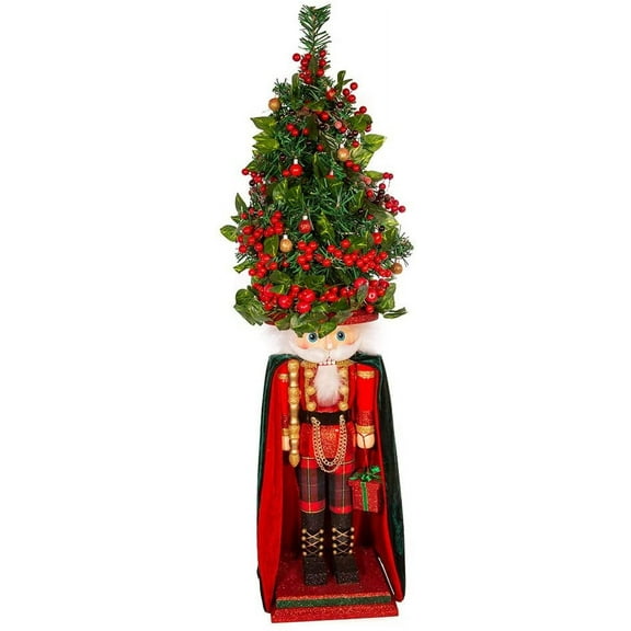 Kurt Adler (#HA0584) LED Glowing Plaid Christmas Tree Nutcracker, 36"