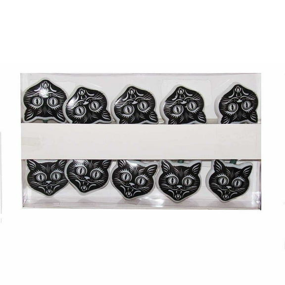 Kurt Adler 10-Light Orange Flicker LED Black Cat Halloween Light Set