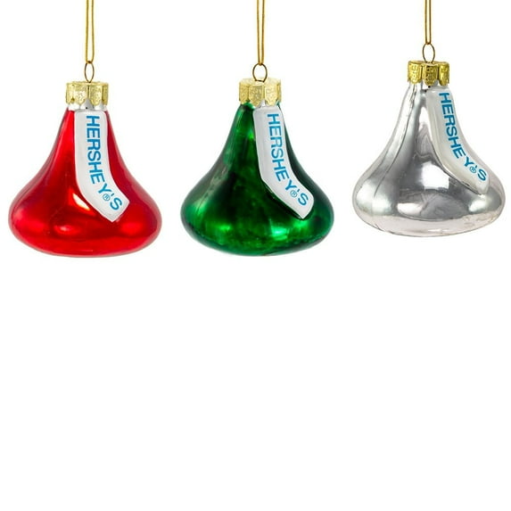 Kurt Adler Hershey Kisses Christmas Tree Ornaments, Glass Candy Décor Set