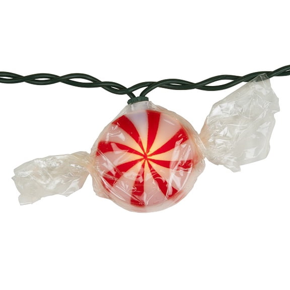Kurt Adler 10/L Red Peppermint Candy Light Set