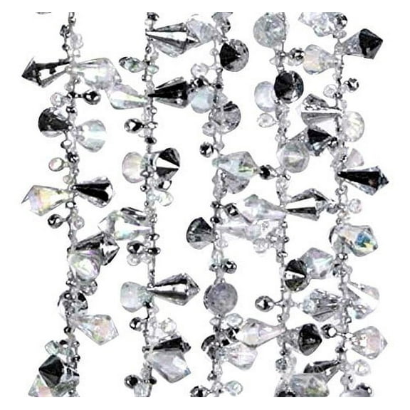 Kurt Adler Iridescent Silver Large Twinkle Ice Double Twist Bead Garland