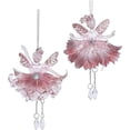 thumbnail image 1 of Kurt Adler Jeweled Fairy Translucent Pink Acrylic Hanging Christmas Ornament 2 Piece Set, 1 of 1
