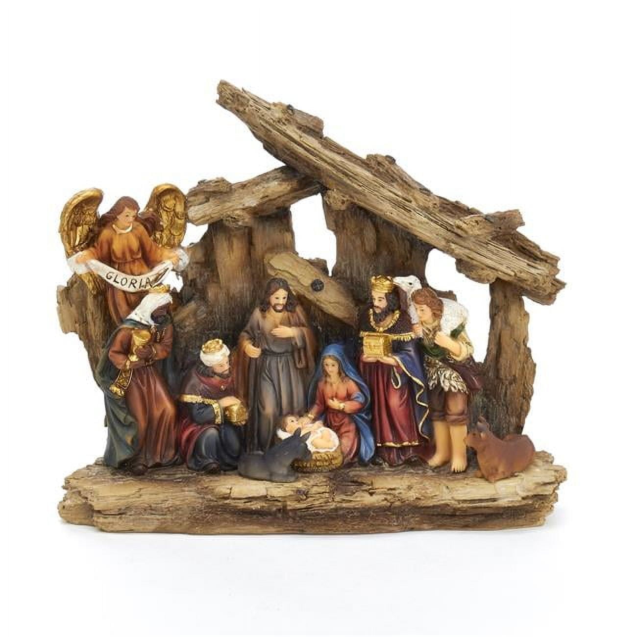 Kurt Adler Kurt S. Adler 7-Inch Resin Table, 11 Piece Stable Nativity Set, Multi