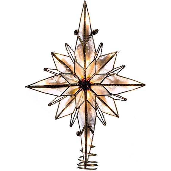 Kurt Adler Light Capiz Classical Multi-Pointed Bethlehem Star Treetop, 10", Ivory