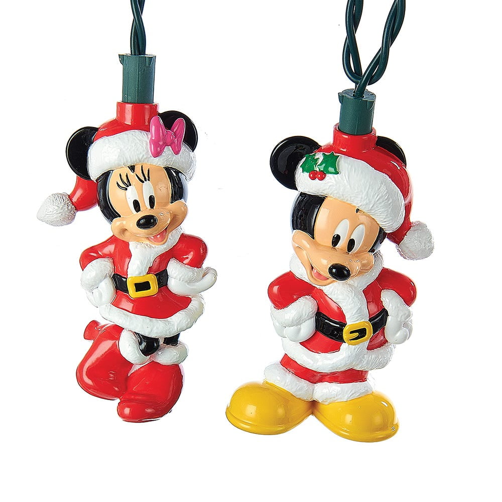 Red and White Mickey and Minnie Christmas Tree Lights Set