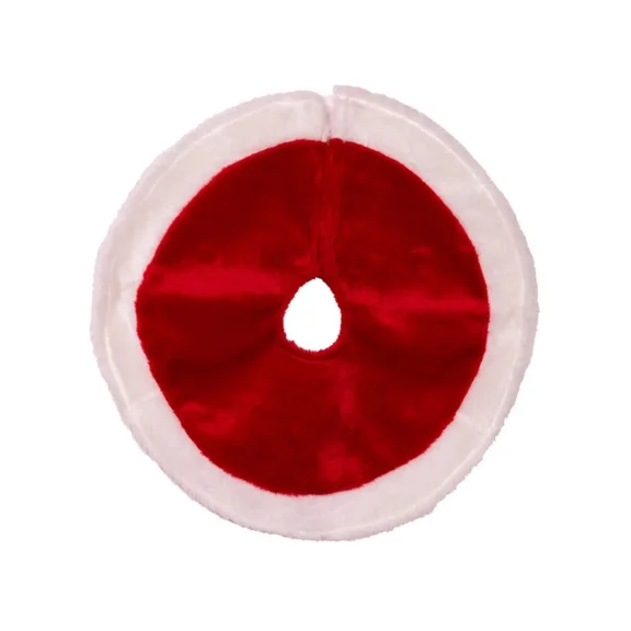 Kurt Adler Miniature Plush Christmas Tree Skirt, Red And White, 15"