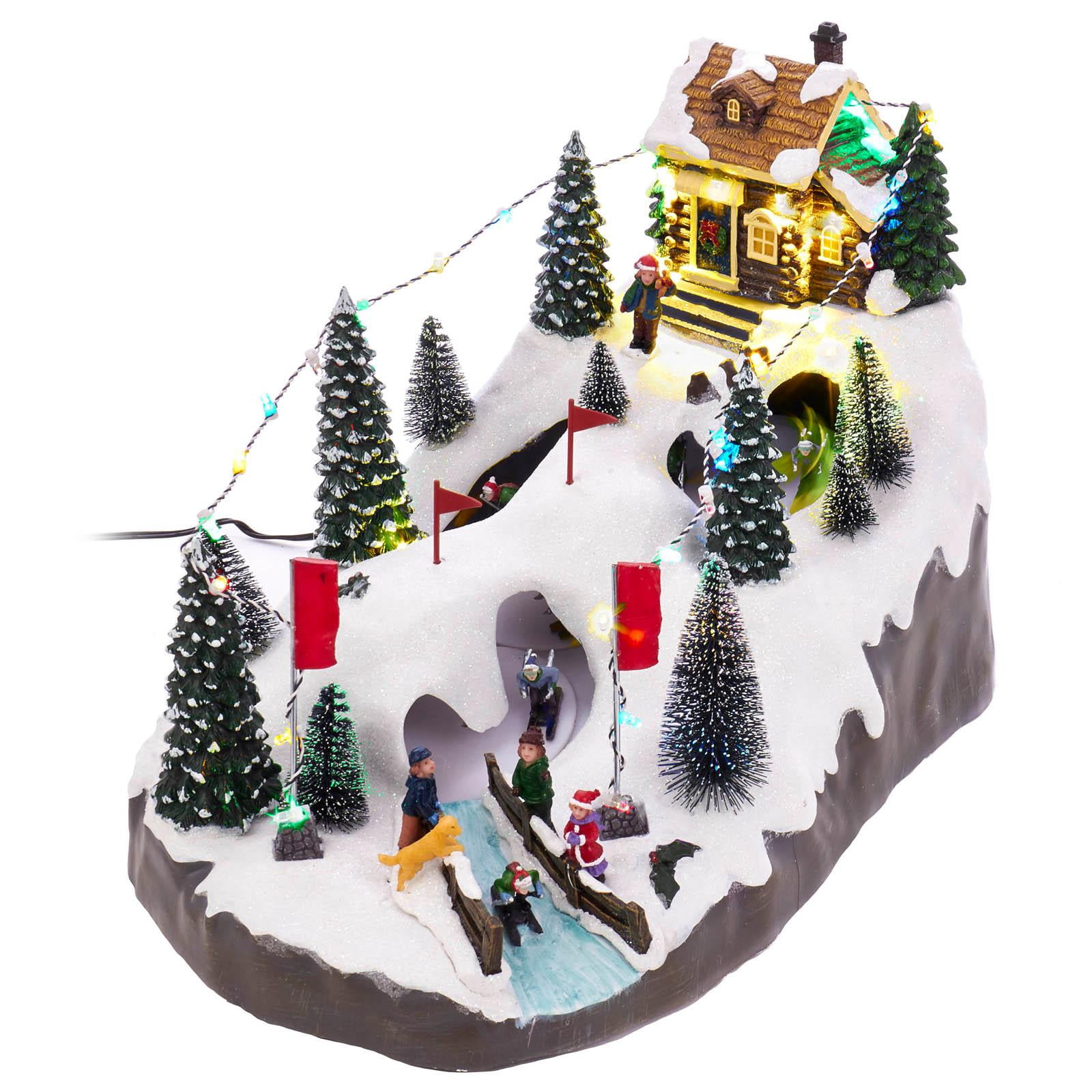 Kurt Adler Motion LED Christmas Skiing Village Kurt Adler Christmas Village