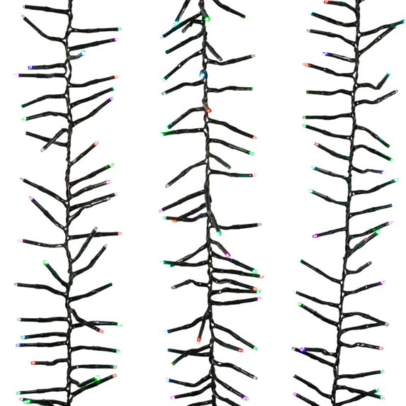 Kurt Adler Multicolor 480-Light RGB Twinkle Connectable Cluster Garland String Lights with Green Wire, 15.7ft
