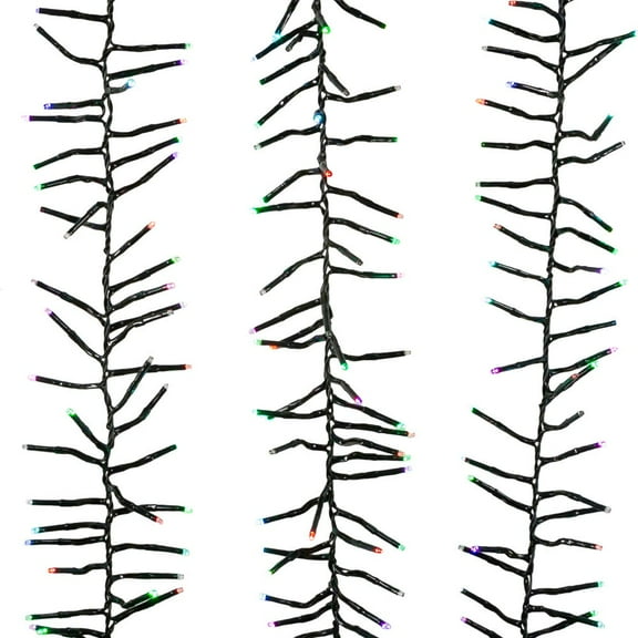 Kurt Adler Multicolor 480-Light RGB Twinkle Connectable Cluster Garland String Lights with Green Wire, 15.7ft
