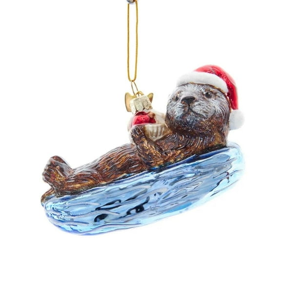 Kurt Adler NB1553 Noble Gems Sea Otter Ornament, 4-inch High, Glass