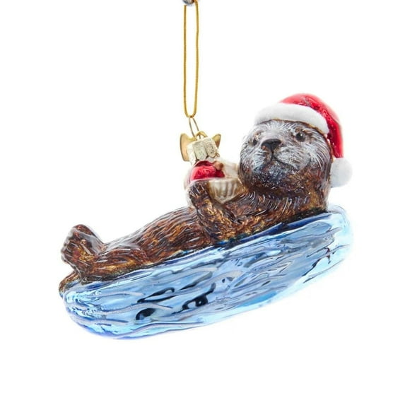 Kurt Adler NB1553 Noble Gems Sea Otter Ornament, 4-inch High, Glass
