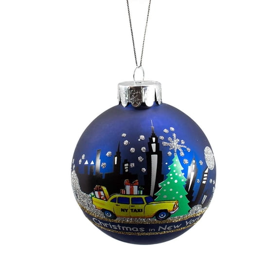 Kurt Adler 80mm New York Glass Ball Ornament – Holiday Christmas Tree Decoration