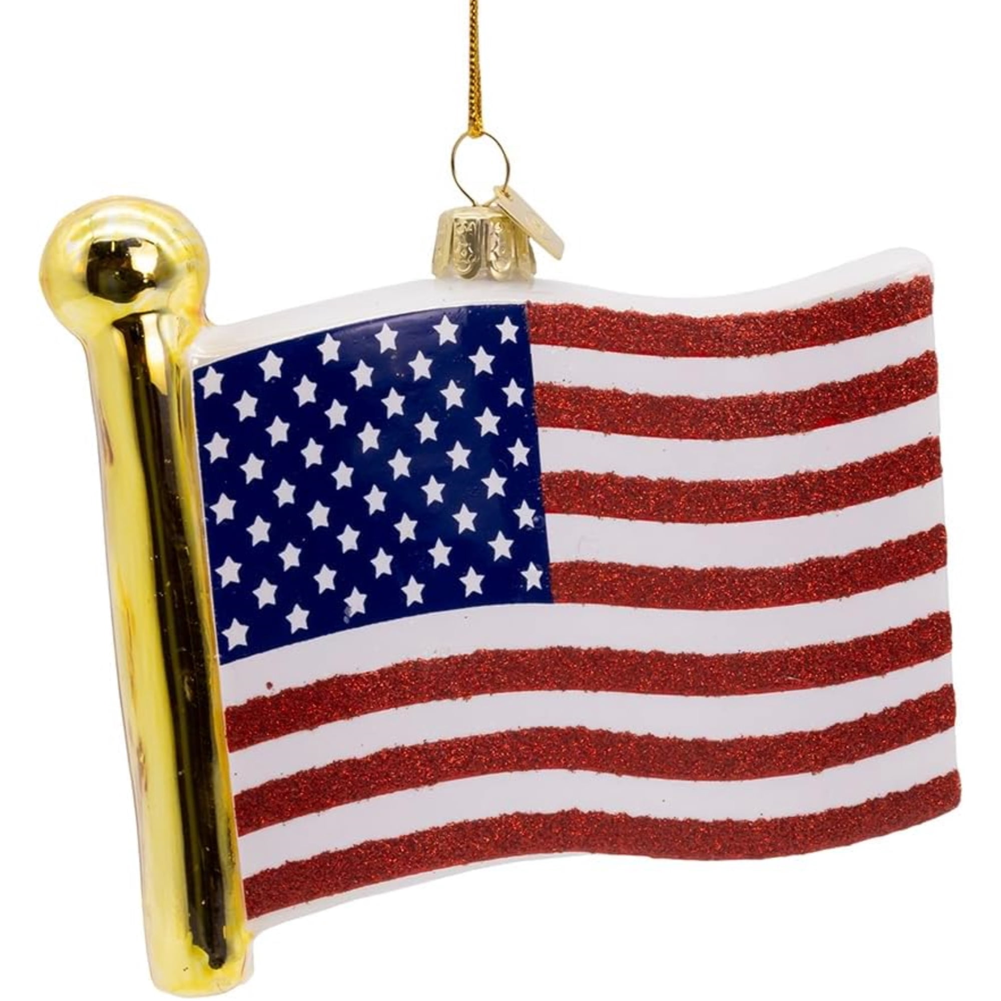 Kurt Adler Nobel Gems Collection Glass Christmas Ornament, American Flag - Thumbnail 3