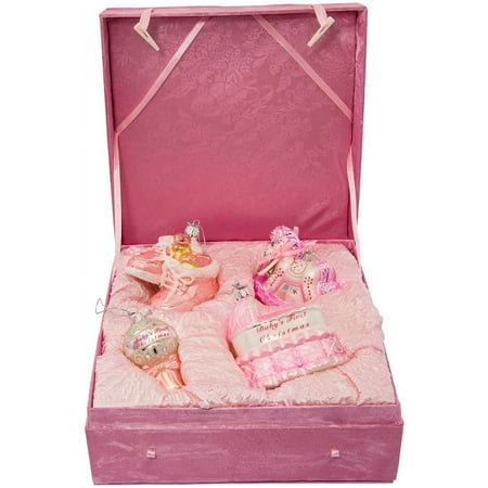Kurt Adler Noble Gems Glass Baby Girl Ornament Set