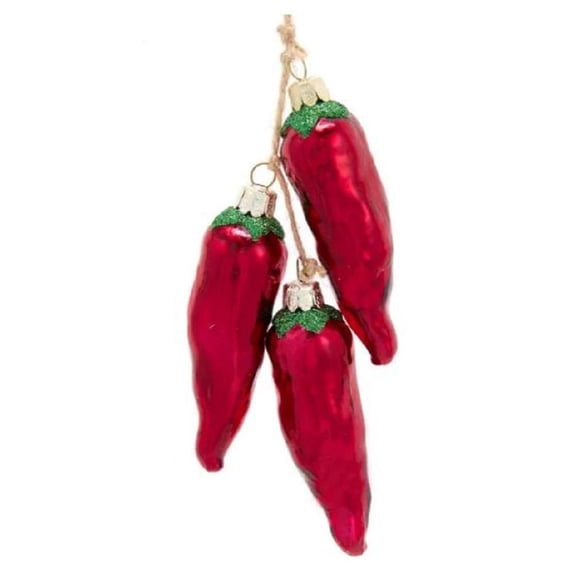 Kurt Adler Noble Gems Glass Christmas Ornament, Red Chili Ristra